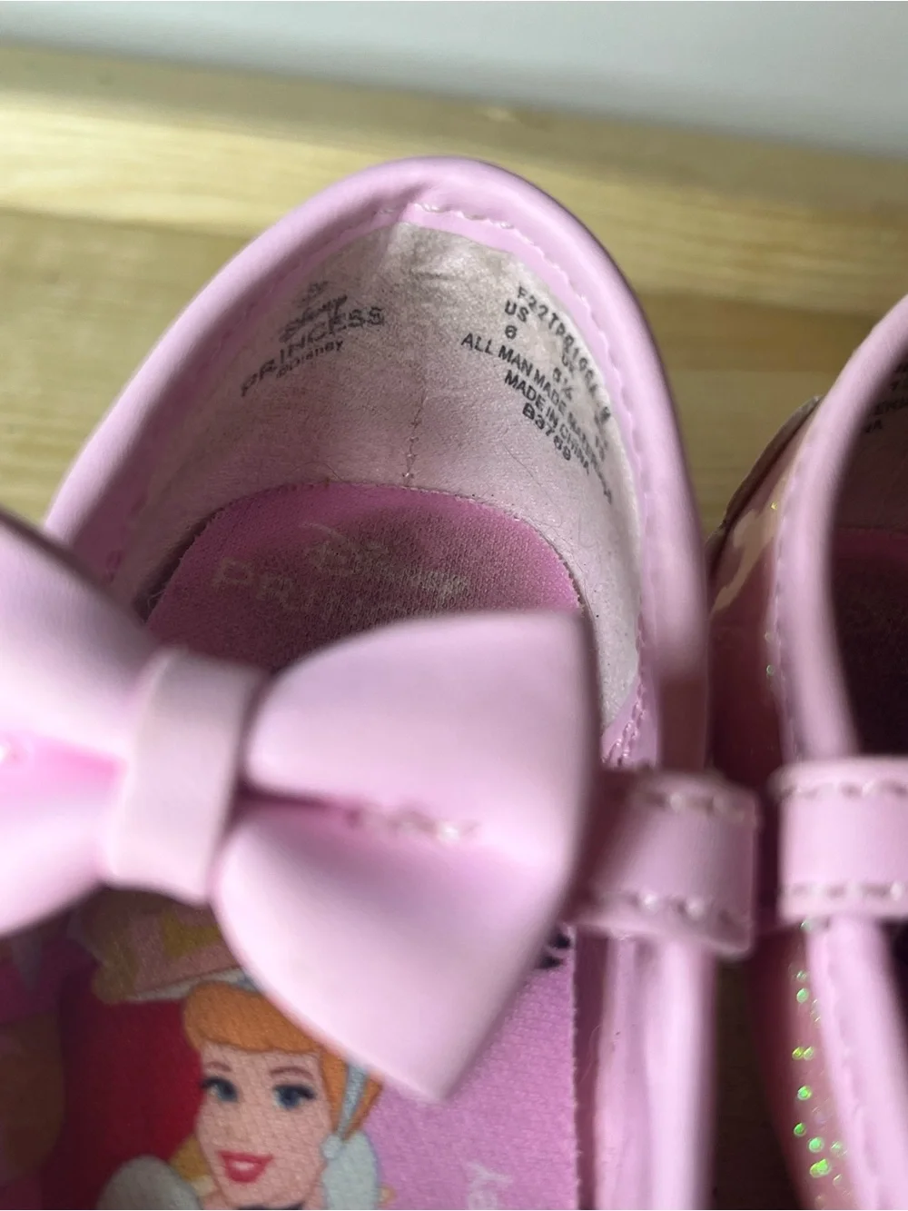 Girls' Disney Princess Pink Glitter Mary Jane Dress Shoes with Bows